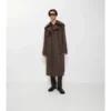 Długi Trench Coat z jedwabnej bawełny z kołnierzem w kratę Długi Trench Coat z jedwabnej bawełny z kołnierzem w kratę