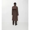 Długi Trench Coat z jedwabnej bawełny z kołnierzem w kratę Długi Trench Coat z jedwabnej bawełny z kołnierzem w kratę