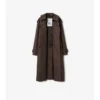 Długi Trench Coat z jedwabnej bawełny z kołnierzem w kratę Długi Trench Coat z jedwabnej bawełny z kołnierzem w kratę