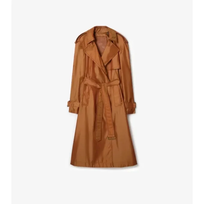 Długi Trench Coat z mieszanki nylonu