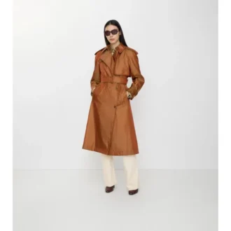 Długi Trench Coat z mieszanki nylonu