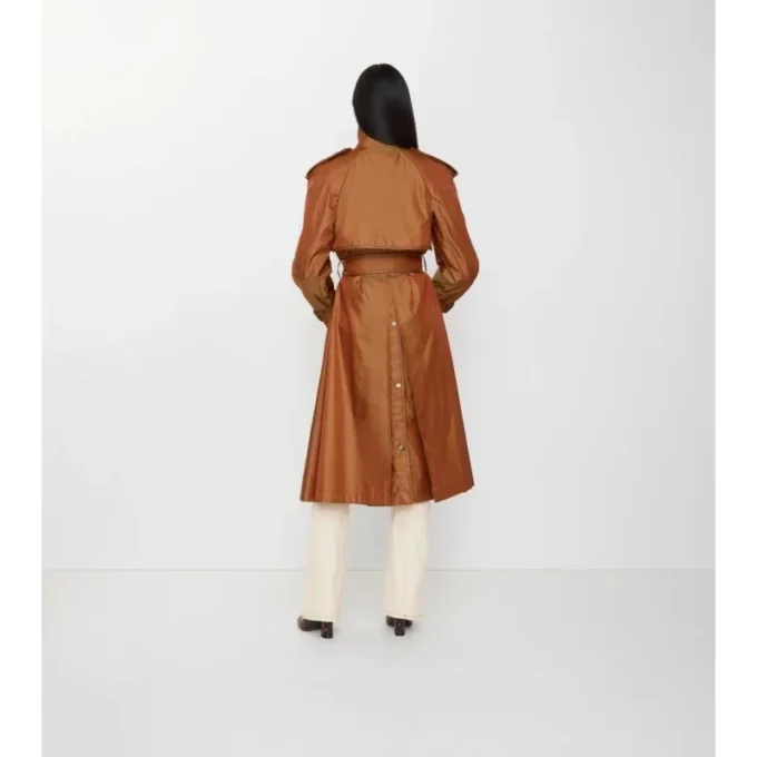Długi Trench Coat z mieszanki nylonu