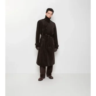 Długi Trench Coat z sztruksu