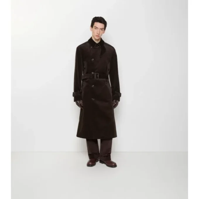 Długi Trench Coat z sztruksu