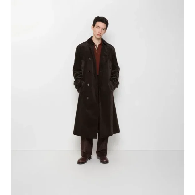 Długi Trench Coat z sztruksu