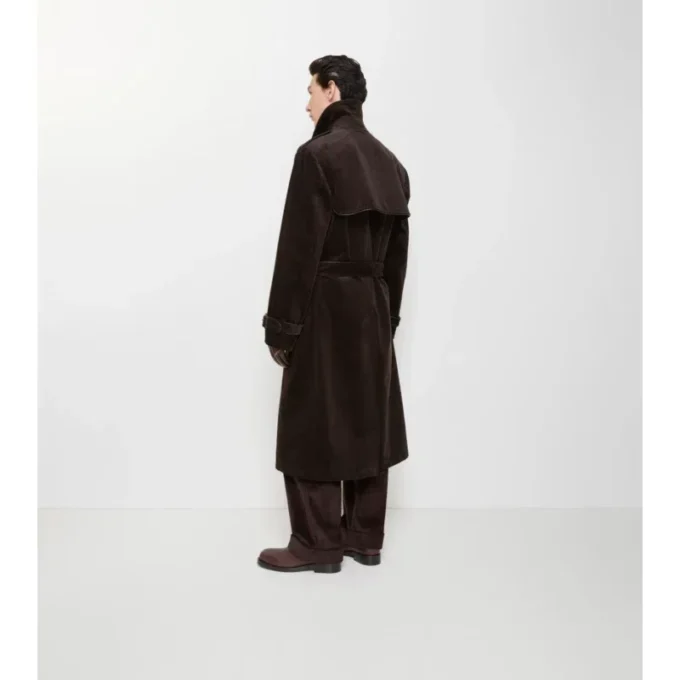 Długi Trench Coat z sztruksu