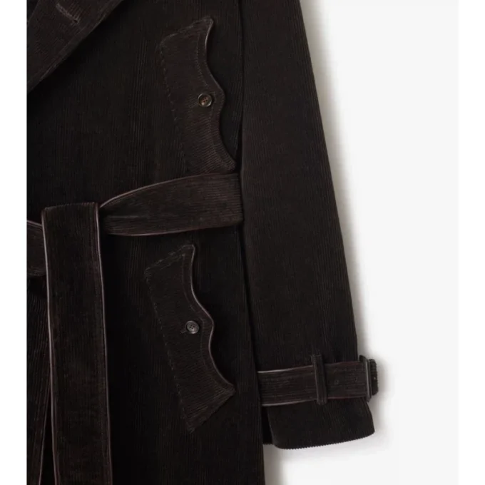 Długi Trench Coat z sztruksu