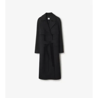 Długi Trench Coat z wełny i kaszmiru