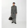 Długi Trench Coat z wełny w jodełkę