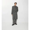 Długi Trench Coat z wełny w jodełkę