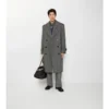Długi Trench Coat z wełny w jodełkę