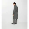 Długi Trench Coat z wełny w jodełkę