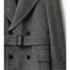 Długi Trench Coat z wełny w jodełkę