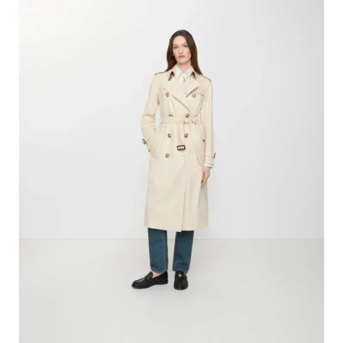 Długi Tropical Gabardine Trench Coat