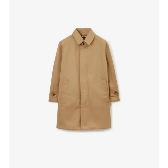 Dwustronny Car Coat z gabardyny w kratę