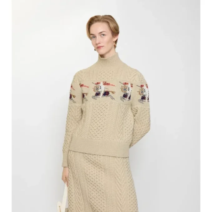 EKD Sweter z wełny w splocie aranowym EKD Sweter z wełny w splocie aranowym