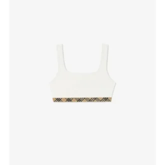 Górka bikini z wykończeniem w kratkę