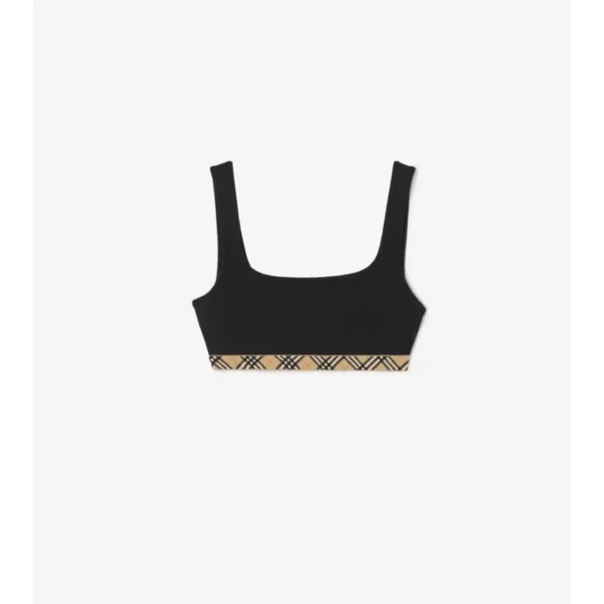 Górka bikini z wykończeniem w kratkę