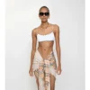 Górka bikini z wykończeniem w kratkę Górka bikini z wykończeniem w kratkę