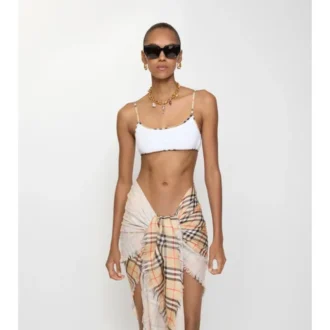 Górka bikini z wykończeniem w kratkę Górka bikini z wykończeniem w kratkę