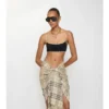 Górka bikini z wykończeniem w kratkę