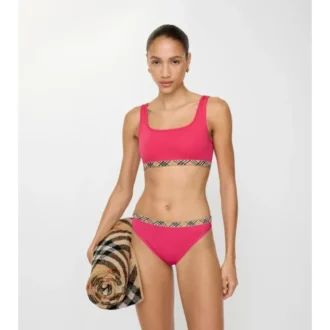 Górka bikini z wykończeniem w kratkę