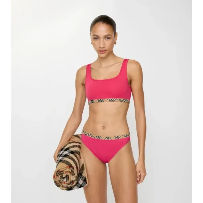 Górka bikini z wykończeniem w kratkę Górka bikini z wykończeniem w kratkę