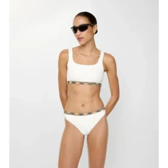 Górka bikini z wykończeniem w kratkę