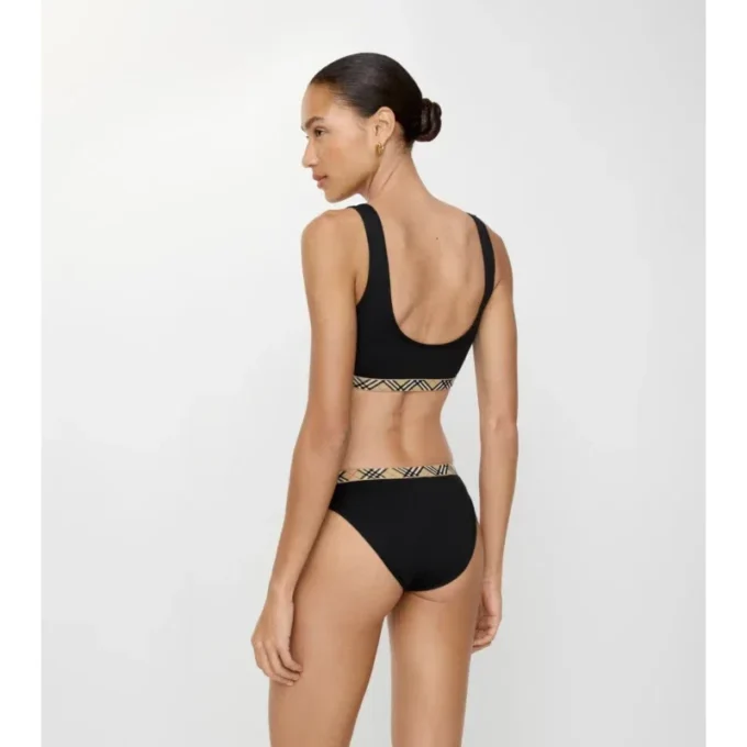 Górka bikini z wykończeniem w kratkę