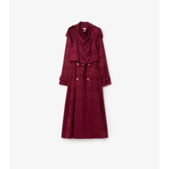 Jedwabny Trench Coat w kratę