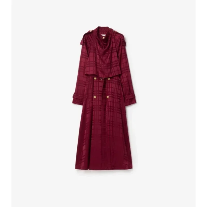 Jedwabny Trench Coat w kratę