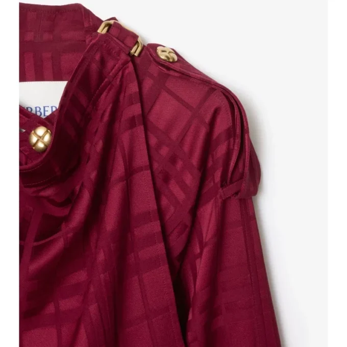Jedwabny Trench Coat w kratę
