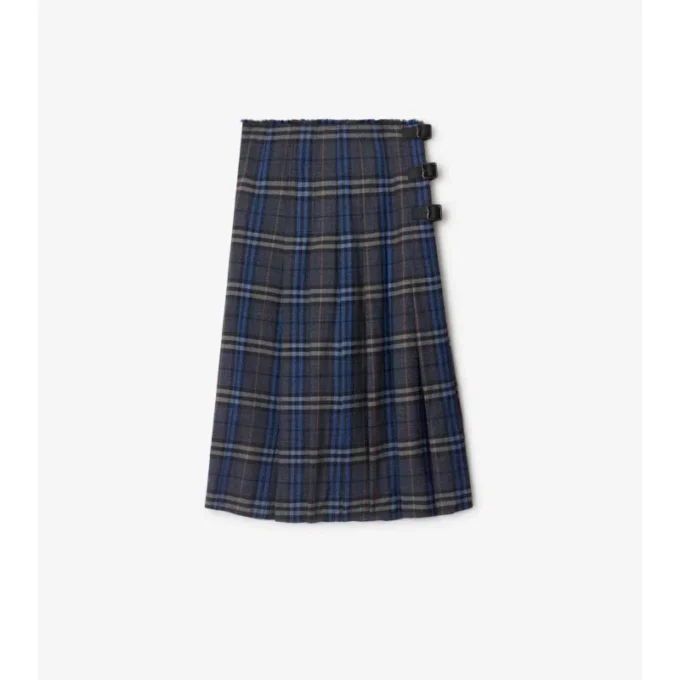 Kilt midi z wełny w kratę