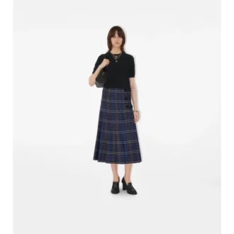 Kilt midi z wełny w kratę