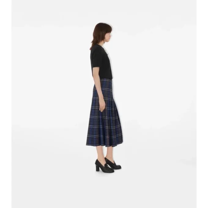 Kilt midi z wełny w kratę