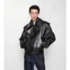 Krótka kurtka trenczowa z tłoczonej skóry