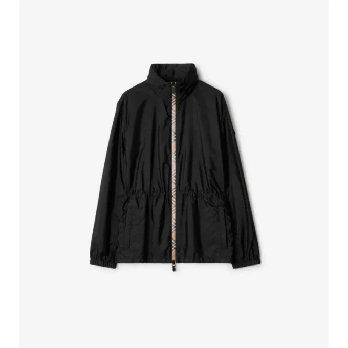 Krótka nylonowa kurtka typu parka w kratkę Krótka nylonowa kurtka typu parka w kratkę