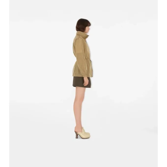 Krótka nylonowa kurtka typu parka w kratkę