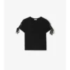 Krótki bawełniany T-shirt z wiązanymi rękawami Krótki bawełniany T-shirt z wiązanymi rękawami