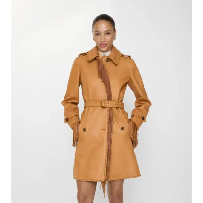 Krótki Car Coat z frędzlami Krótki Car Coat z frędzlami