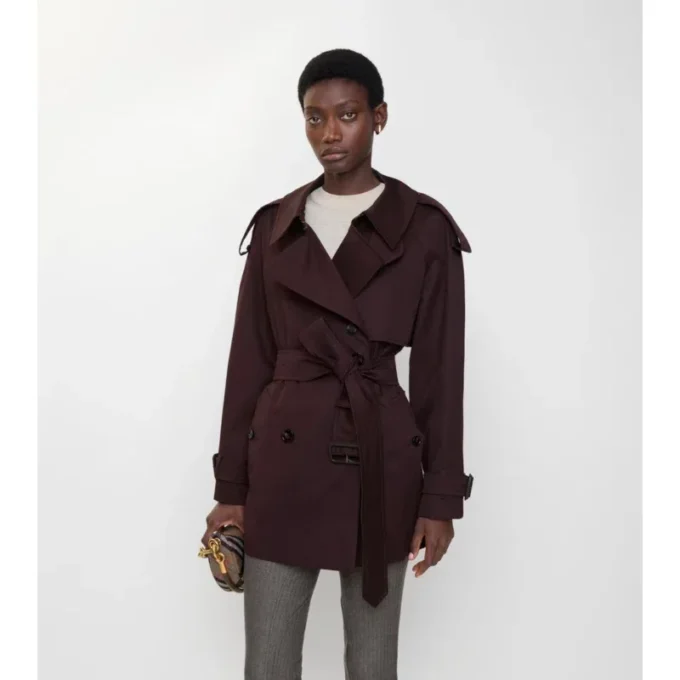 Krótki Fitzrovia Trench Coat z gabardyny