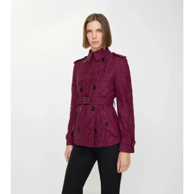 Krótki Trench Coat Foxfield z koronką w wzór paisley Krótki Trench Coat Foxfield z koronką w wzór paisley