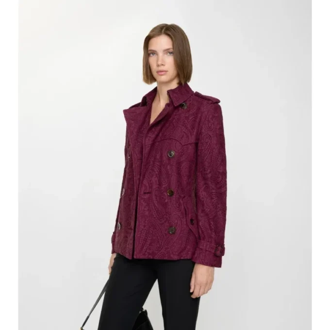 Krótki Trench Coat Foxfield z koronką w wzór paisley Krótki Trench Coat Foxfield z koronką w wzór paisley