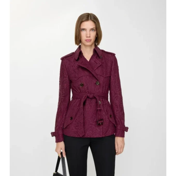 Krótki Trench Coat Foxfield z koronką w wzór paisley Krótki Trench Coat Foxfield z koronką w wzór paisley