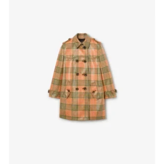 Krótki Trench Coat Summerside z powłoką w kratę o wyglądzie rafii