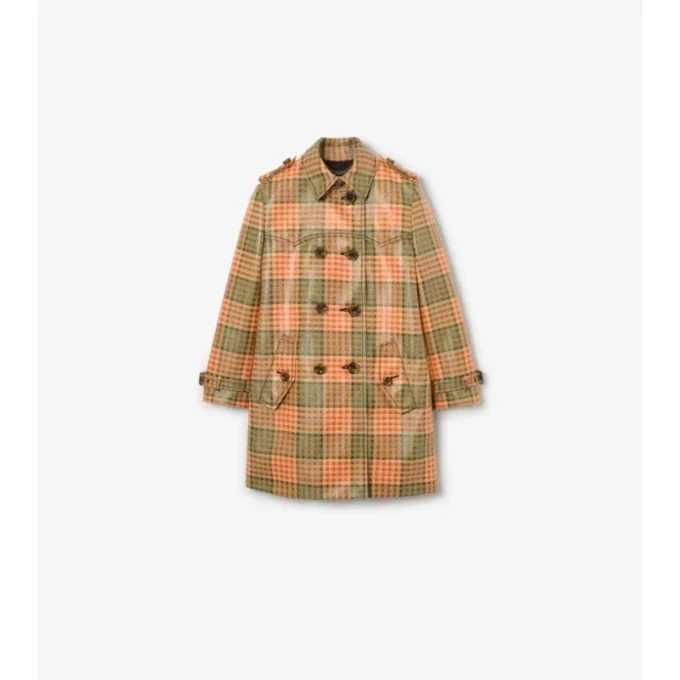 Krótki Trench Coat Summerside z powłoką w kratę o wyglądzie rafii