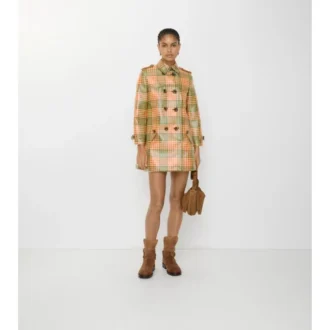 Krótki Trench Coat Summerside z powłoką w kratę o wyglądzie rafii