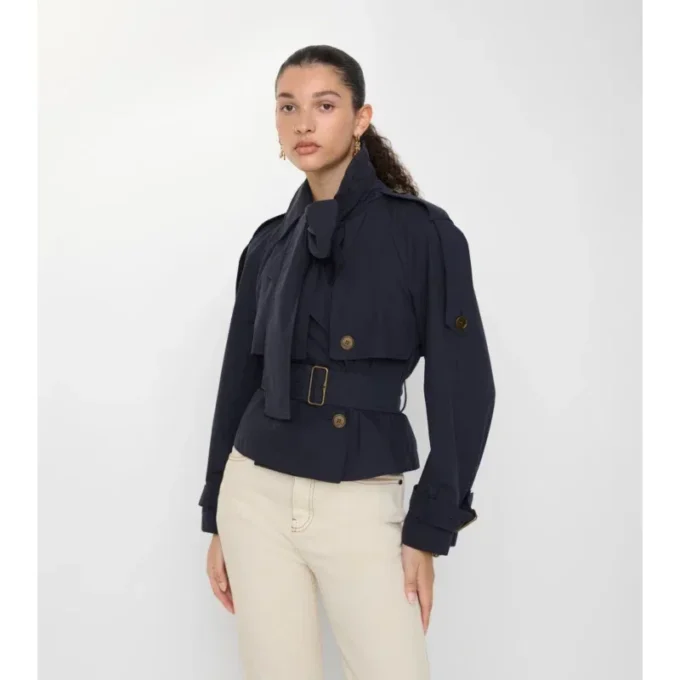 Krótki Trench Coat Trerose z płótna