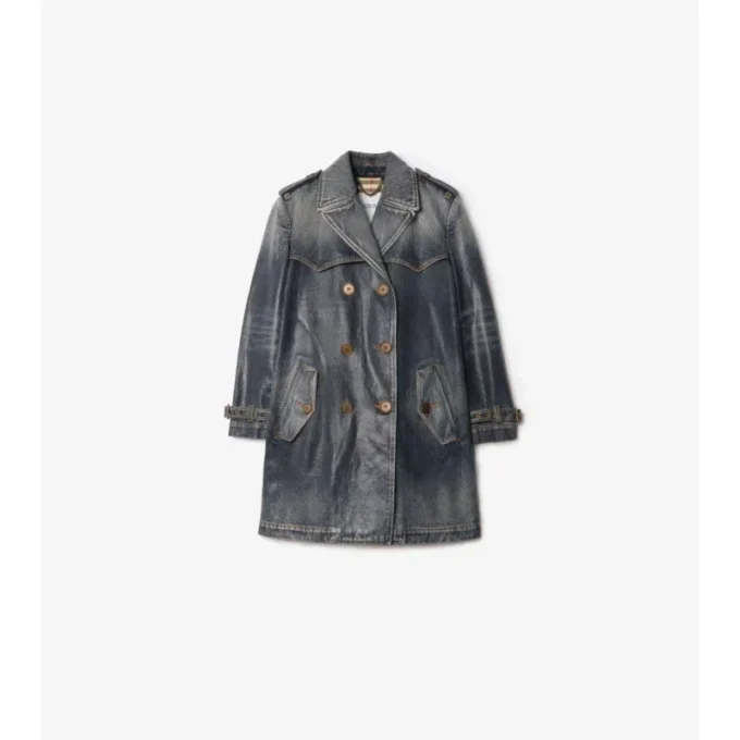 Krótki Trench Coat z jeansu