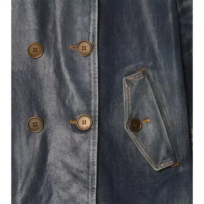 Krótki Trench Coat z jeansu